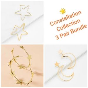 3 Pairs "Constellation" Star & Moon Earrings